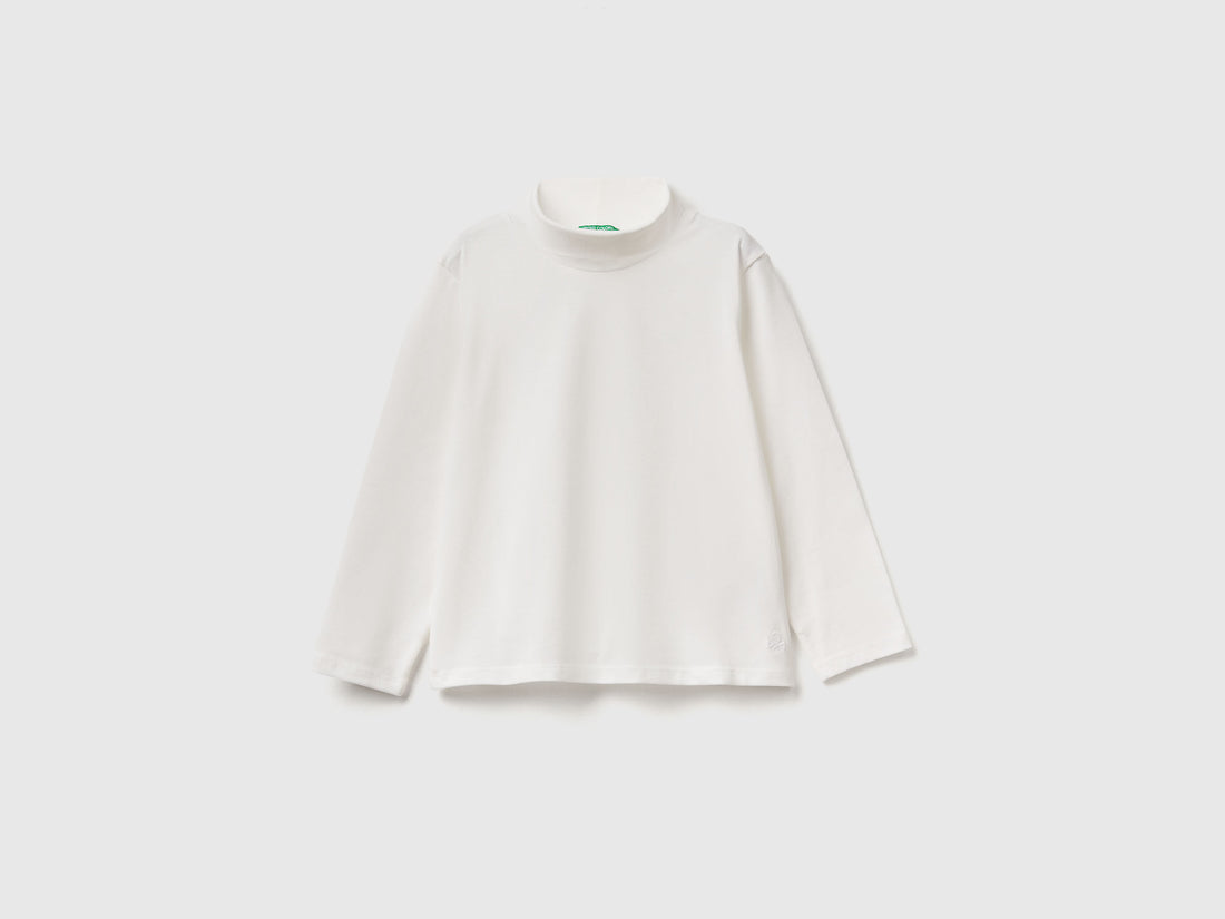 Benetton_Creamy White_Turtleneck T-Shirt in Stretch Cotton_3P4ZG200D_074_01