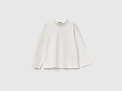 Benetton_Creamy White_Turtleneck T-Shirt in Stretch Cotton_3P4ZG200D_074_01