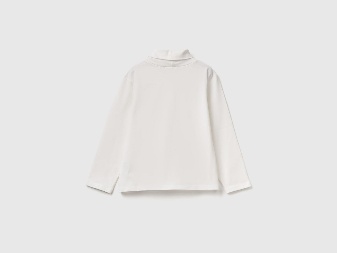 Benetton_Creamy White_Turtleneck T-Shirt in Stretch Cotton_3P4ZG200D_074_02