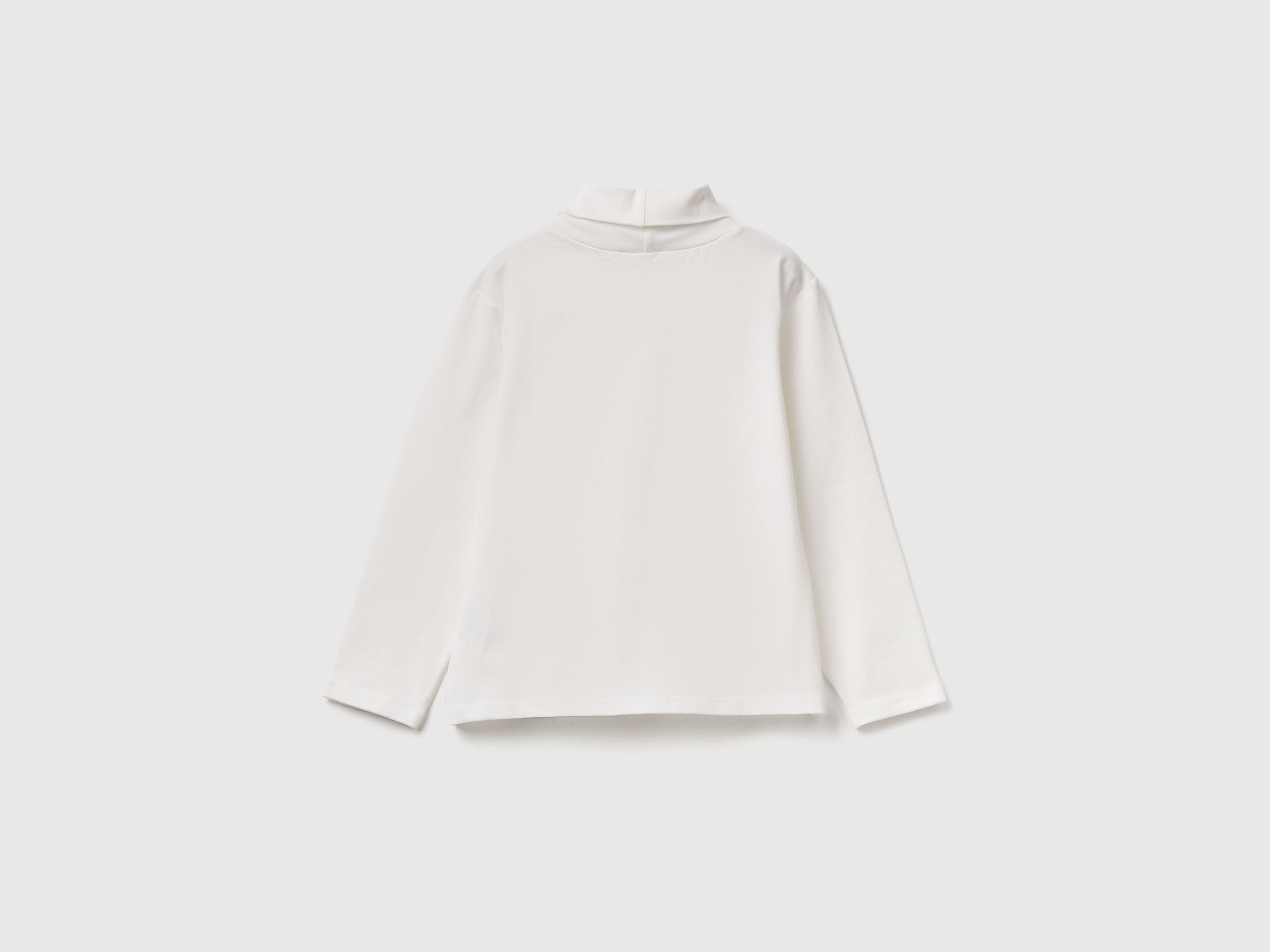 Benetton_Creamy White_Turtleneck T-Shirt in Stretch Cotton_3P4ZG200D_074_02