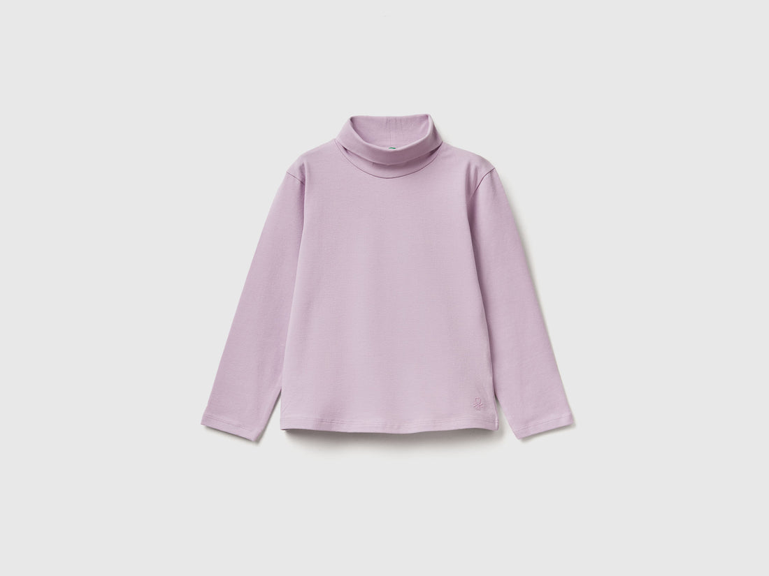 Benetton_Lavender_Turtleneck T-Shirt in Stretch Cotton_3P4ZG200D_0W1_01