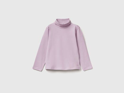 Benetton_Lavender_Turtleneck T-Shirt in Stretch Cotton_3P4ZG200D_0W1_01