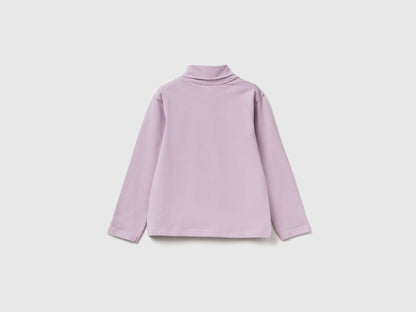 Benetton_Lavender_Turtleneck T-Shirt in Stretch Cotton_3P4ZG200D_0W1_02