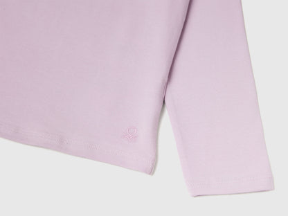 Benetton_Lavender_Turtleneck T-Shirt in Stretch Cotton_3P4ZG200D_0W1_03