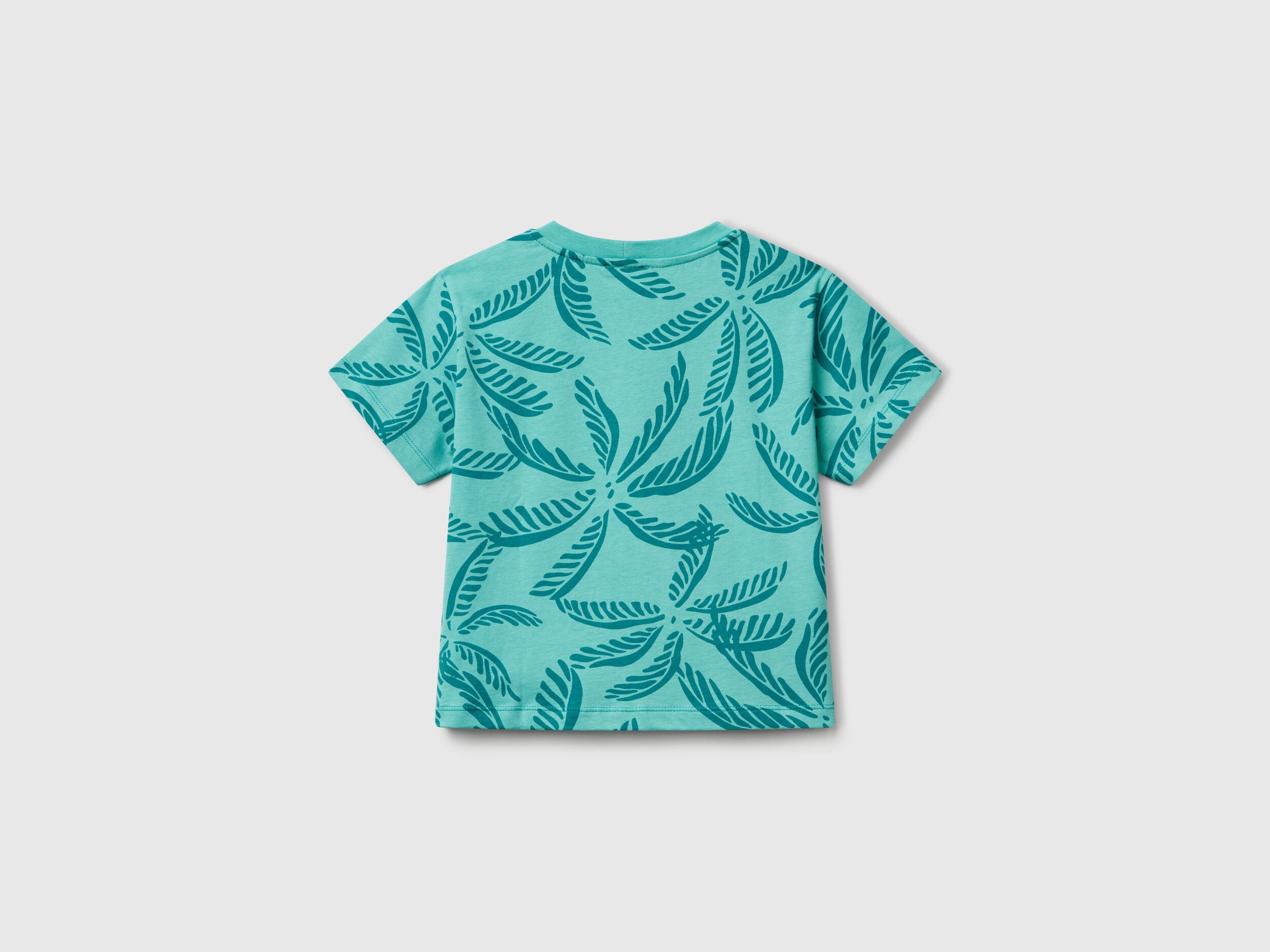 Benetton_Green T-Shirt with Tropical Print_3PDQG10JN_75H_02