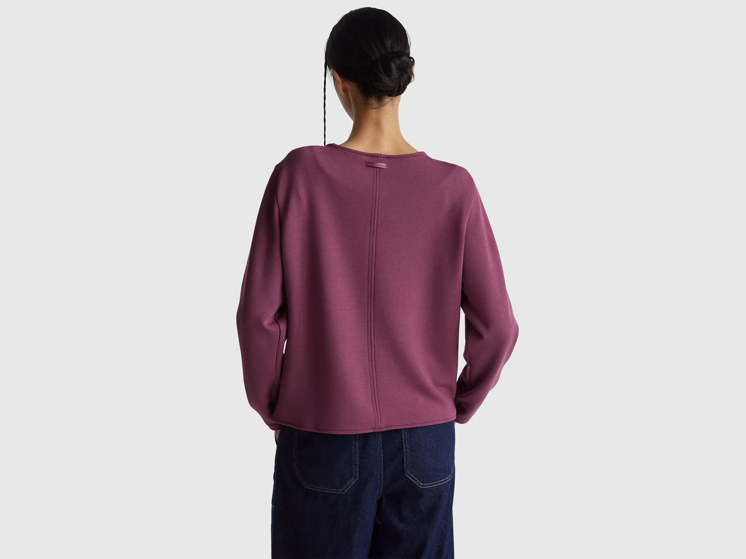 Benetton_Purple_Stretch Modal T-Shirt_3QAFD10AU_1D3_02