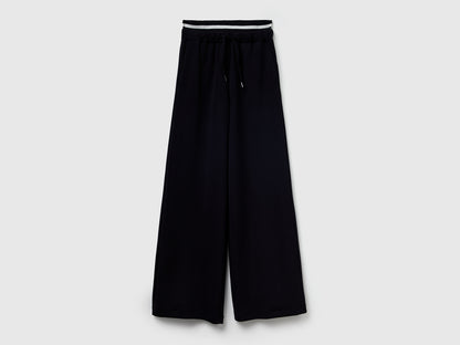 Benetton_Black_Wide Trousers in Stretch Modal_3QAFDF01D_100_01
