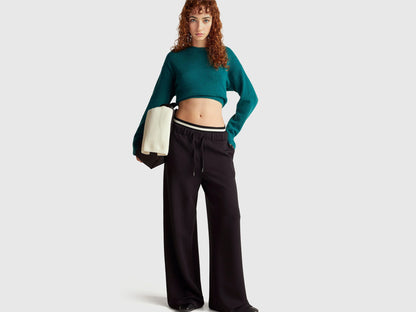 Benetton_Black_Wide Trousers in Stretch Modal_3QAFDF01D_100_01