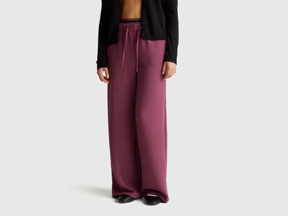 Benetton_Plum_Wide Trousers in Stretch Modal_3QAFDF01D_1D3_02