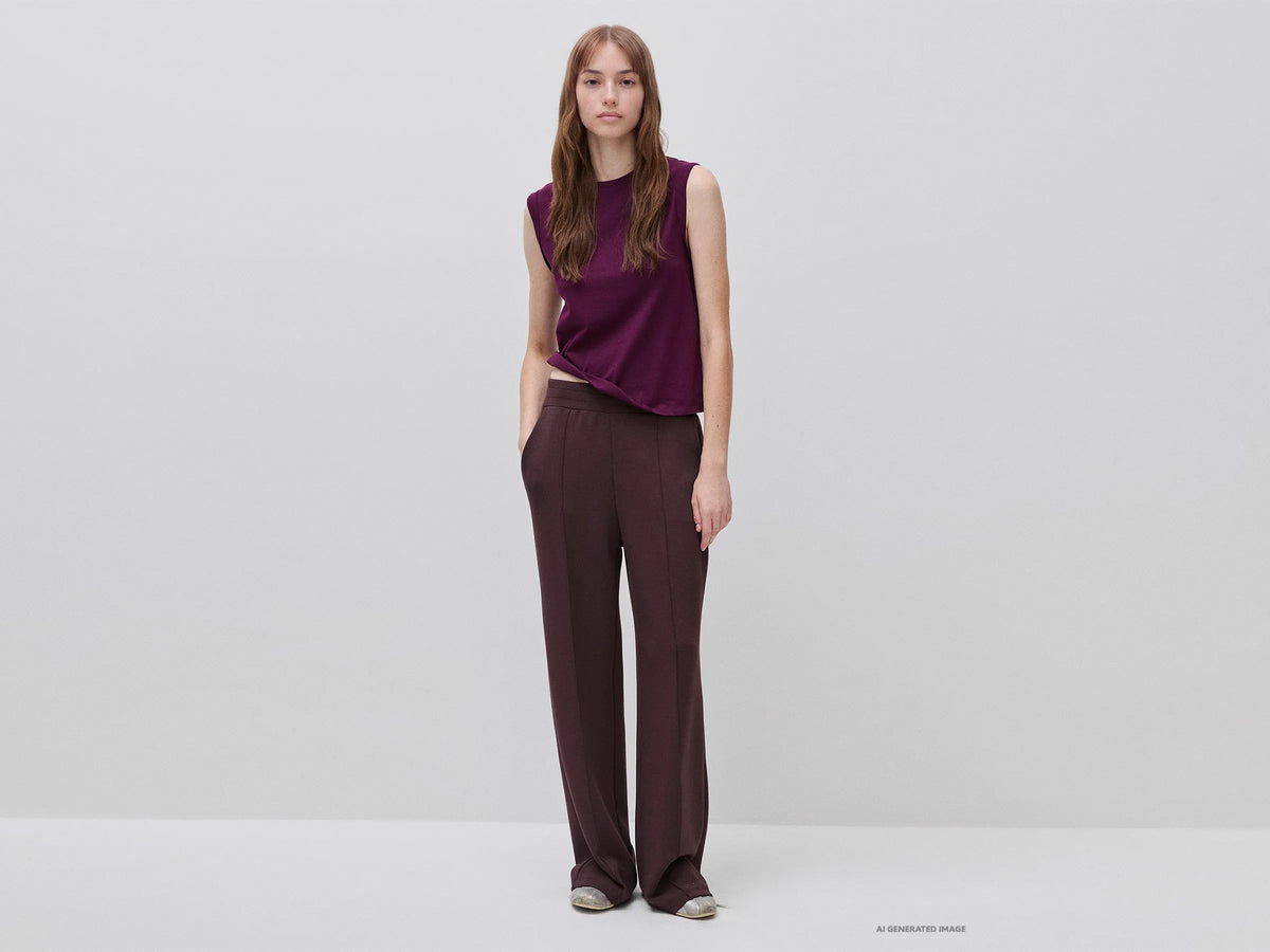Benetton Dark Brown Women Comfort Fit Fluid Trousers SKU: 3QAFDF01L_0G3 Image 01