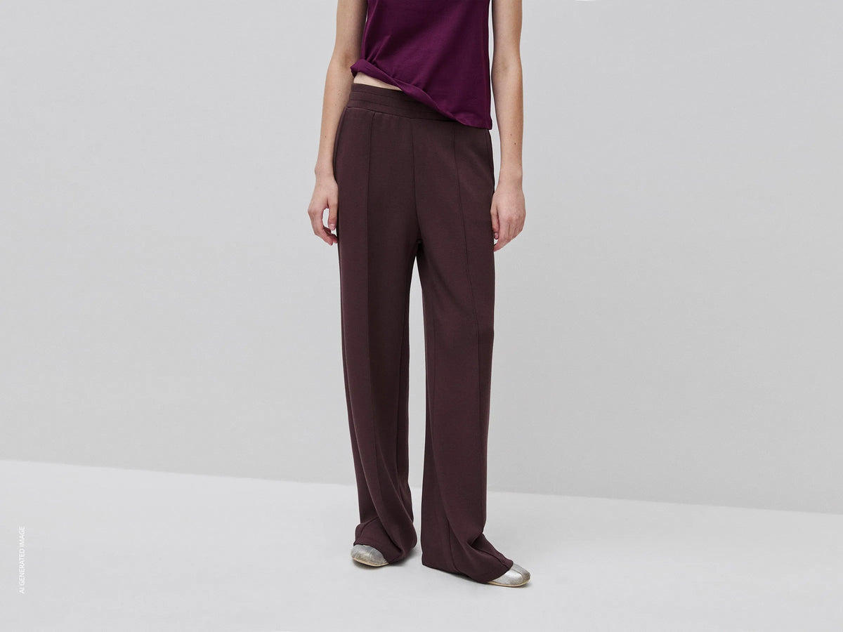 Benetton Dark Brown Women Comfort Fit Fluid Trousers SKU: 3QAFDF01L_0G3 Image 02