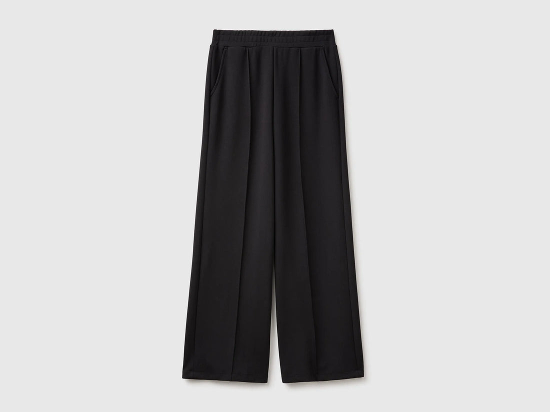 Benetton Black Women Comfort Fit Fluid Trousers SKU: 3QAFDF01L_100 Image 01