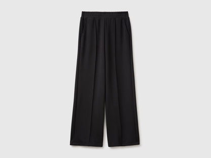 Benetton Black Women Comfort Fit Fluid Trousers SKU: 3QAFDF01L_100 Image 01