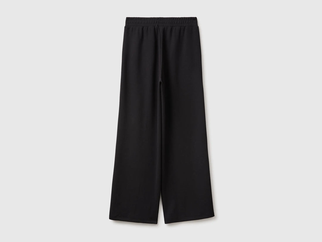Benetton Black Women Comfort Fit Fluid Trousers SKU: 3QAFDF01L_100 Image 02