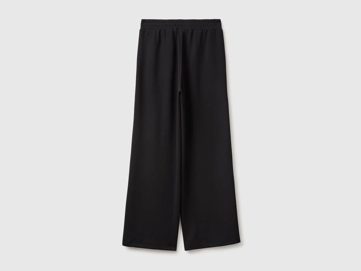 Benetton Black Women Comfort Fit Fluid Trousers SKU: 3QAFDF01L_100 Image 02