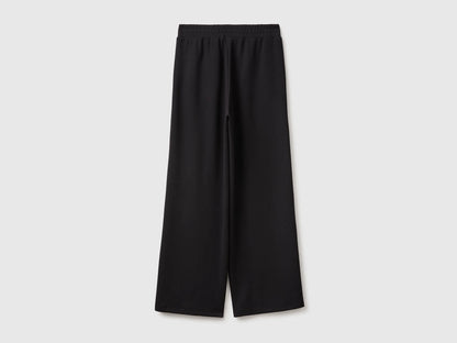 Benetton Black Women Comfort Fit Fluid Trousers SKU: 3QAFDF01L_100 Image 02