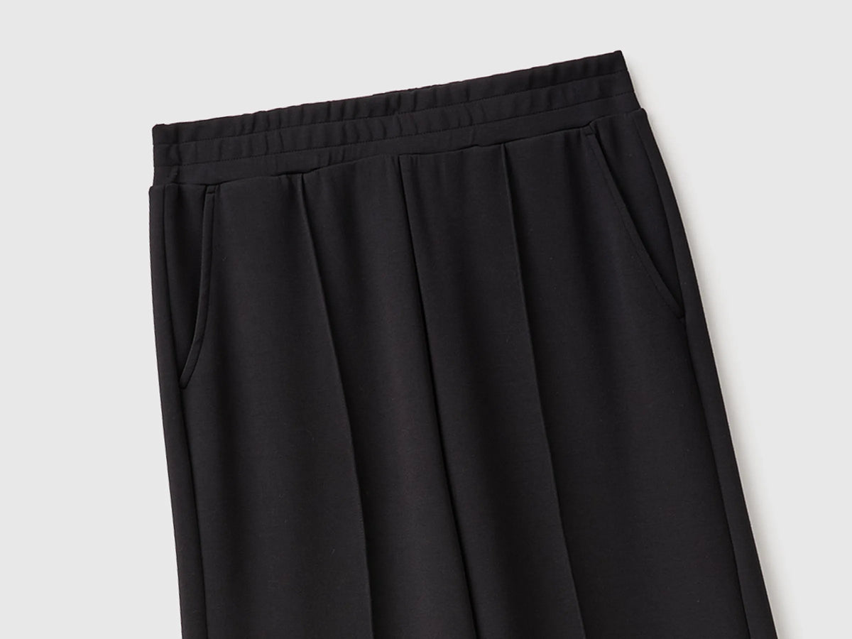 Benetton Black Women Comfort Fit Fluid Trousers SKU: 3QAFDF01L_100 Image 03