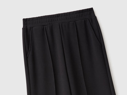 Benetton Black Women Comfort Fit Fluid Trousers SKU: 3QAFDF01L_100 Image 03