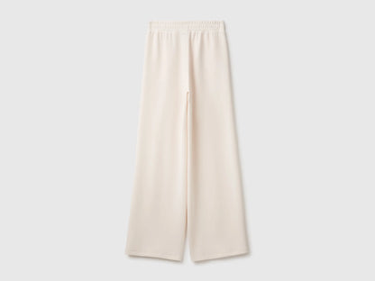 Benetton Creamy White Women Comfort Fit Fluid Trousers SKU: 3QAFDF01L_27H Image 02
