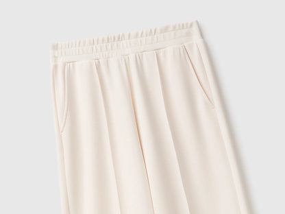 Benetton Creamy White Women Comfort Fit Fluid Trousers SKU: 3QAFDF01L_27H Image 03