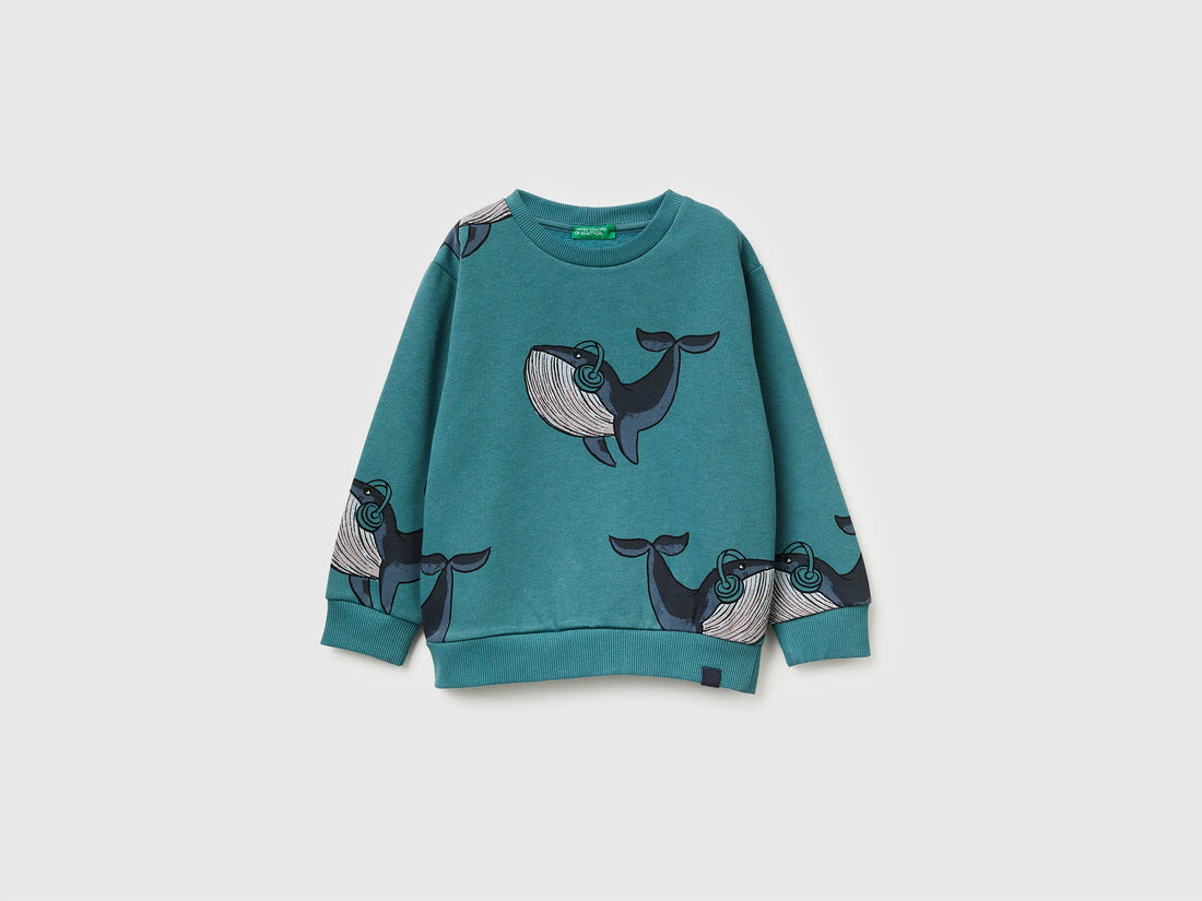 Benetton_Teal_Regular Fit Sweatshirt with Print_3QHCG10KX_70A_01