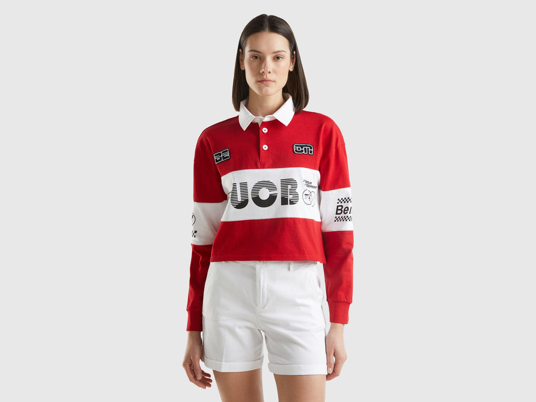 Cropped Red Polo With Patch And Prints_3QZ3D300J_015_01