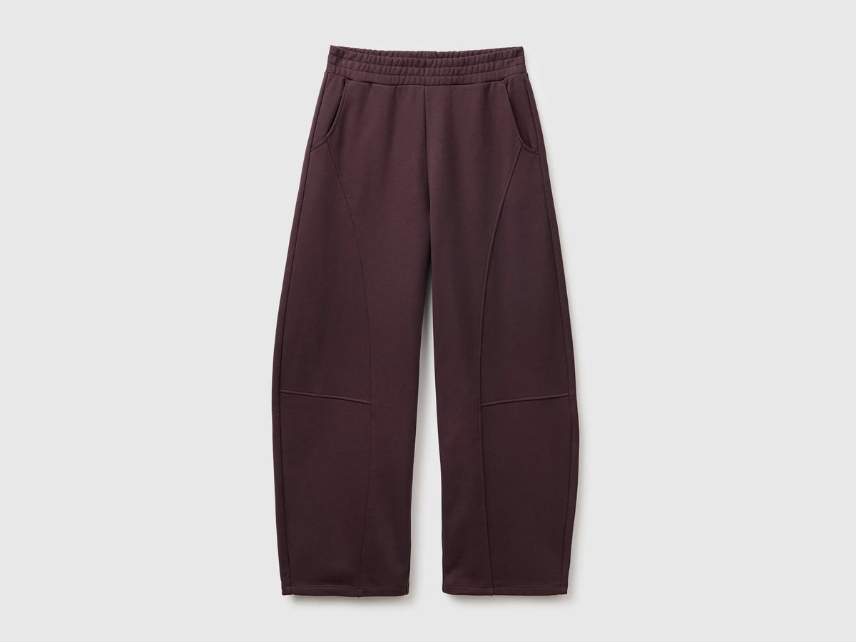 Benetton Dark Brown Women Barrel Fit Sweatpants SKU: 3SKGDF01N_0G3 Image 01