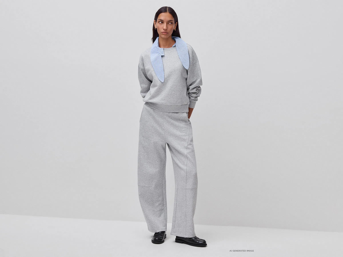 Benetton Light Gray Women Barrel Fit Sweatpants SKU: 3SKGDF01N_501 Image 01