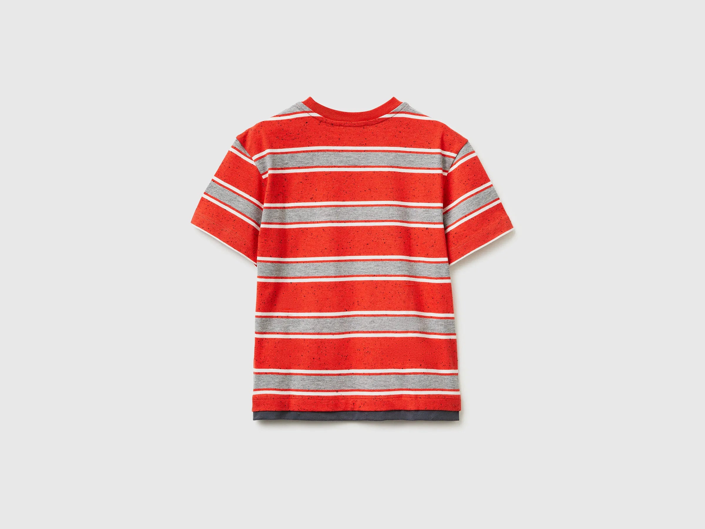 Benetton Red Boys Striped T-Shirt with Patch SKU: 3T52G10MI_901 Image 02