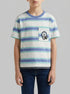 Benetton Light Blue Boys Striped T-Shirt with Patch SKU: 3T52G10MI_903 Image 00