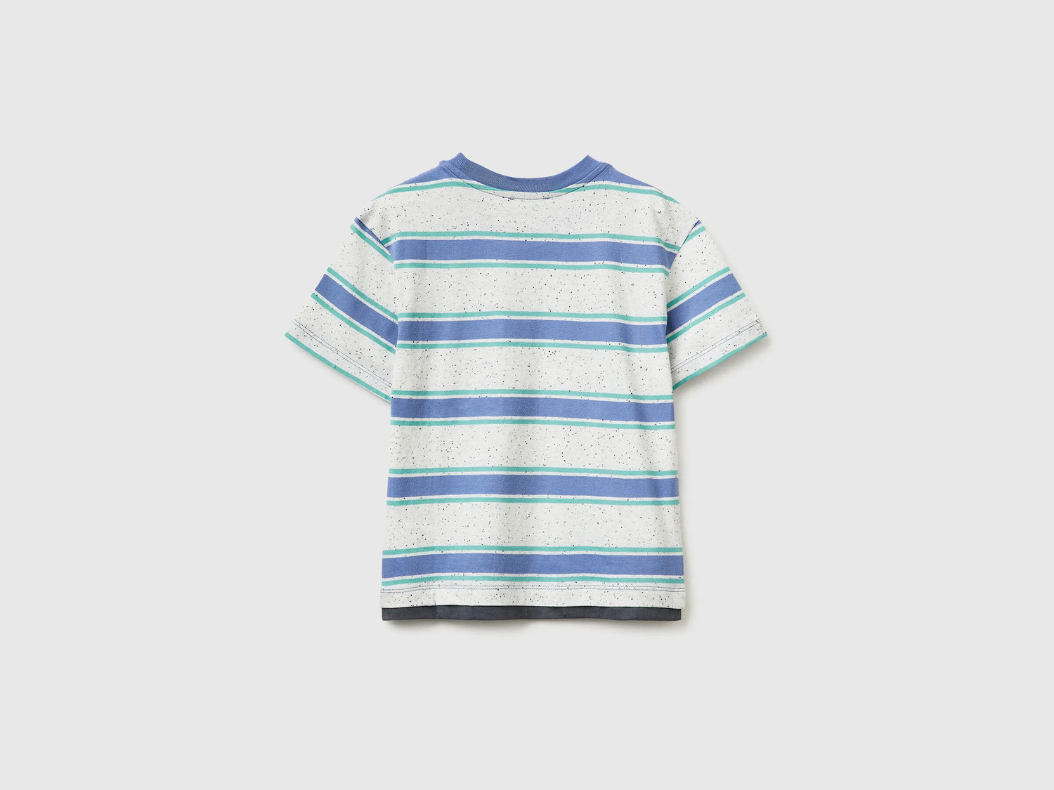 Benetton Light Blue Boys Striped T-Shirt with Patch SKU: 3T52G10MI_903 Image 02