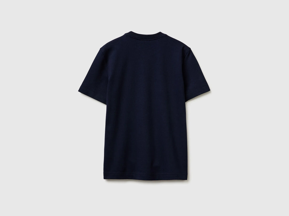 Benetton Dark Blue Women Regular Fit Crew Neck T-Shirt SKU: 3T5BD10CA_016 Image 02