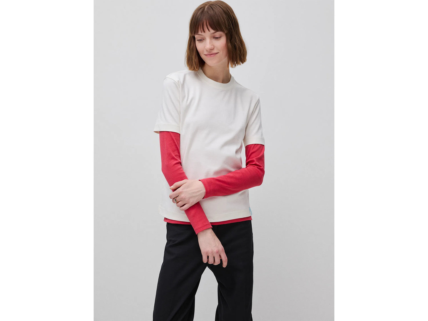 Benetton Creamy White Women Regular Fit Crew Neck T-Shirt SKU: 3T5BD10CA_0R2 Image 01
