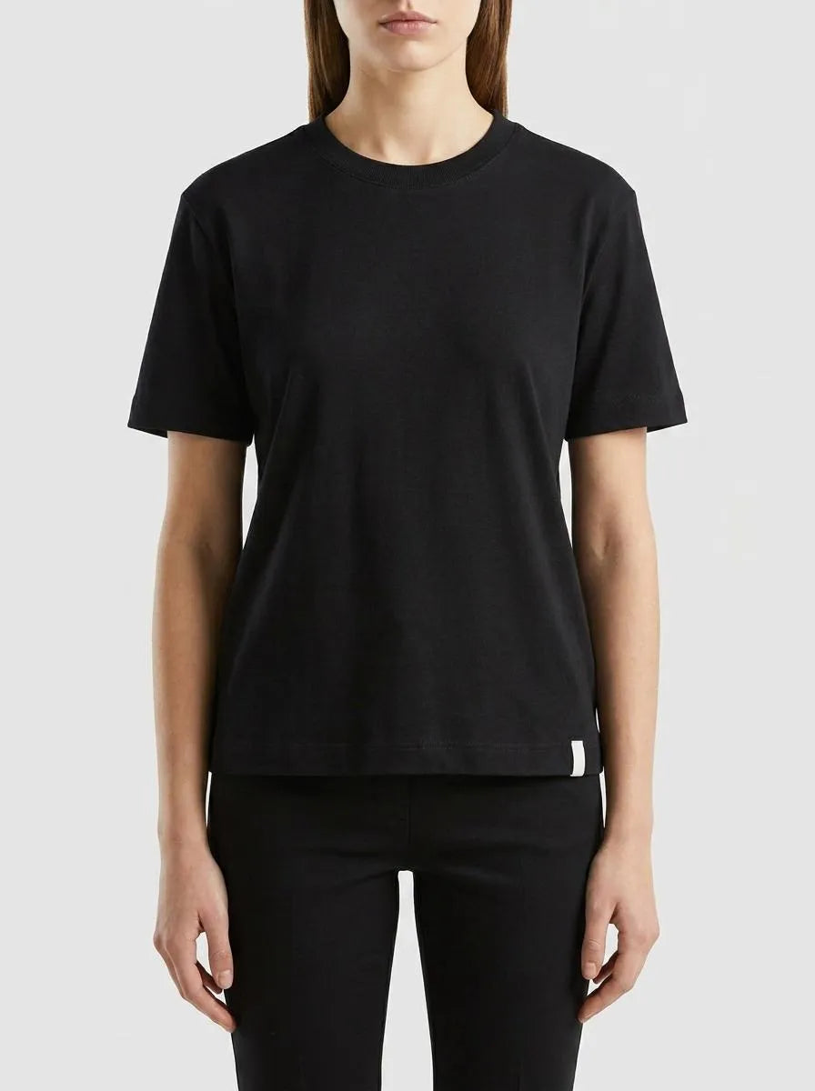 Benetton Black Women Regular Fit Crew Neck T-Shirt SKU: 3T5BD10CA_100 Image 00