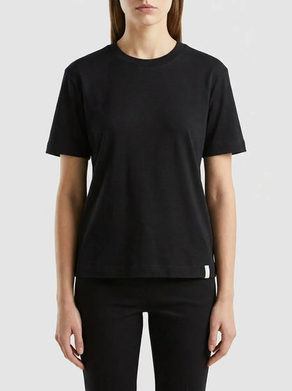 Benetton Black Women Regular Fit Crew Neck T-Shirt SKU: 3T5BD10CA_100 Image 00