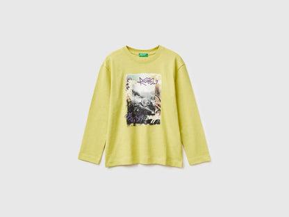 Benetton_Yellow_T-Shirt with Print on Front and Back_3TAMC10PV_0Y6_01