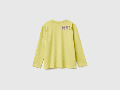 Benetton_Yellow_T-Shirt with Print on Front and Back_3TAMC10PV_0Y6_02