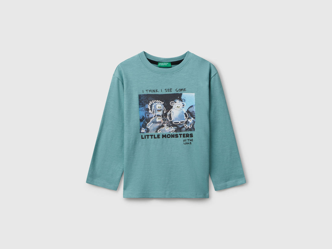 Benetton_Sky Blue_T-Shirt with Monster Print_3TAMG10KM_33K_01