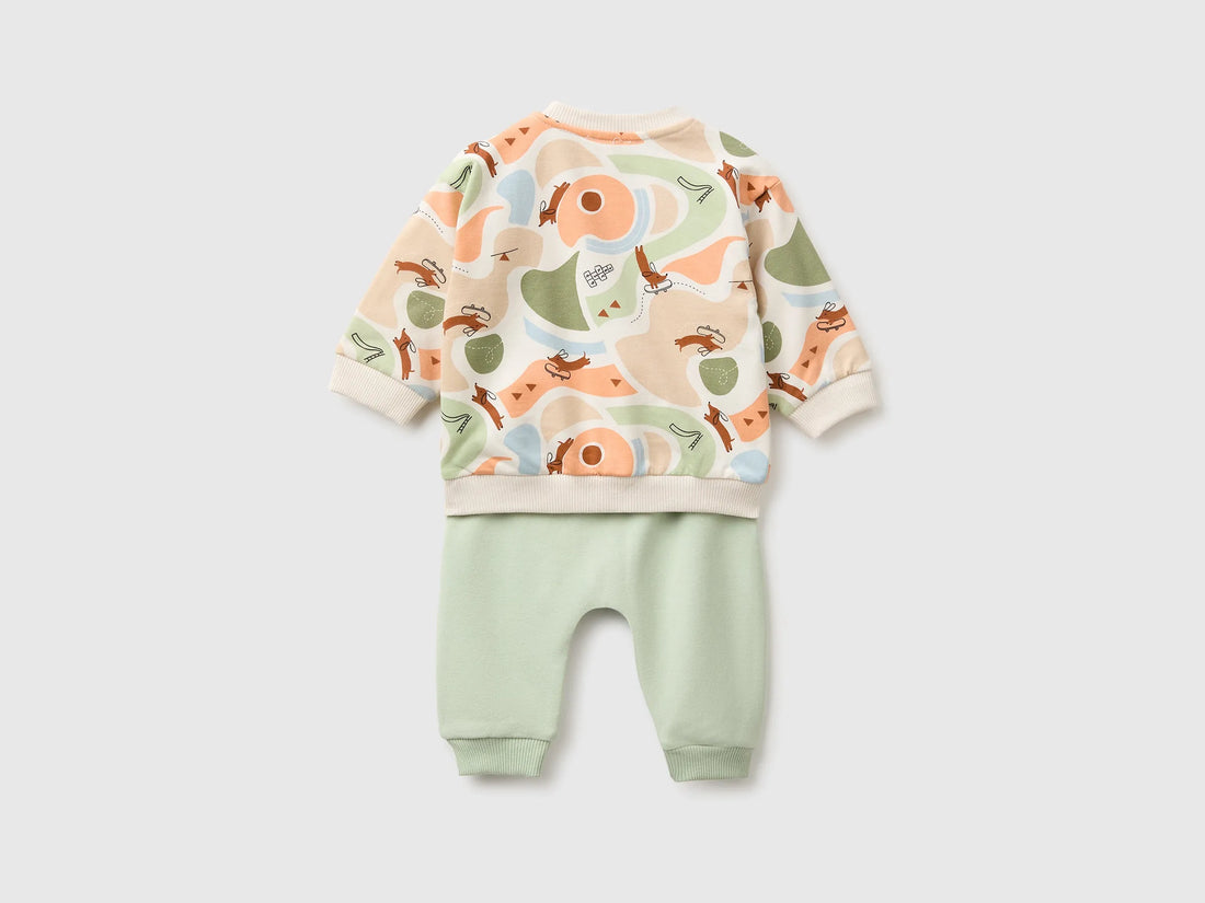 Benetton Light Green Unisex Stretch Sweatshirt Set SKU: 3TEUAK01W_901 Image 02