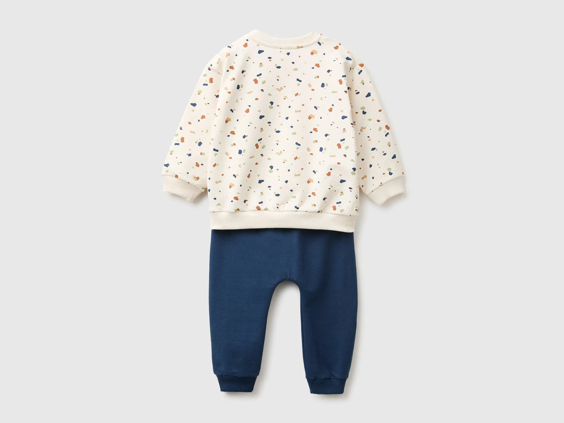 Benetton Creamy White Unisex Stretch Sweatshirt Set SKU: 3TEUAK01W_902 Image 02
