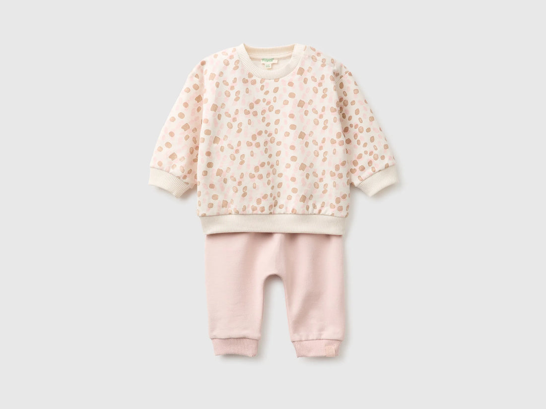 Benetton Soft Pink Girl Stretch Sweatshirt Set SKU: 3TEUAK01W_903 Image 01