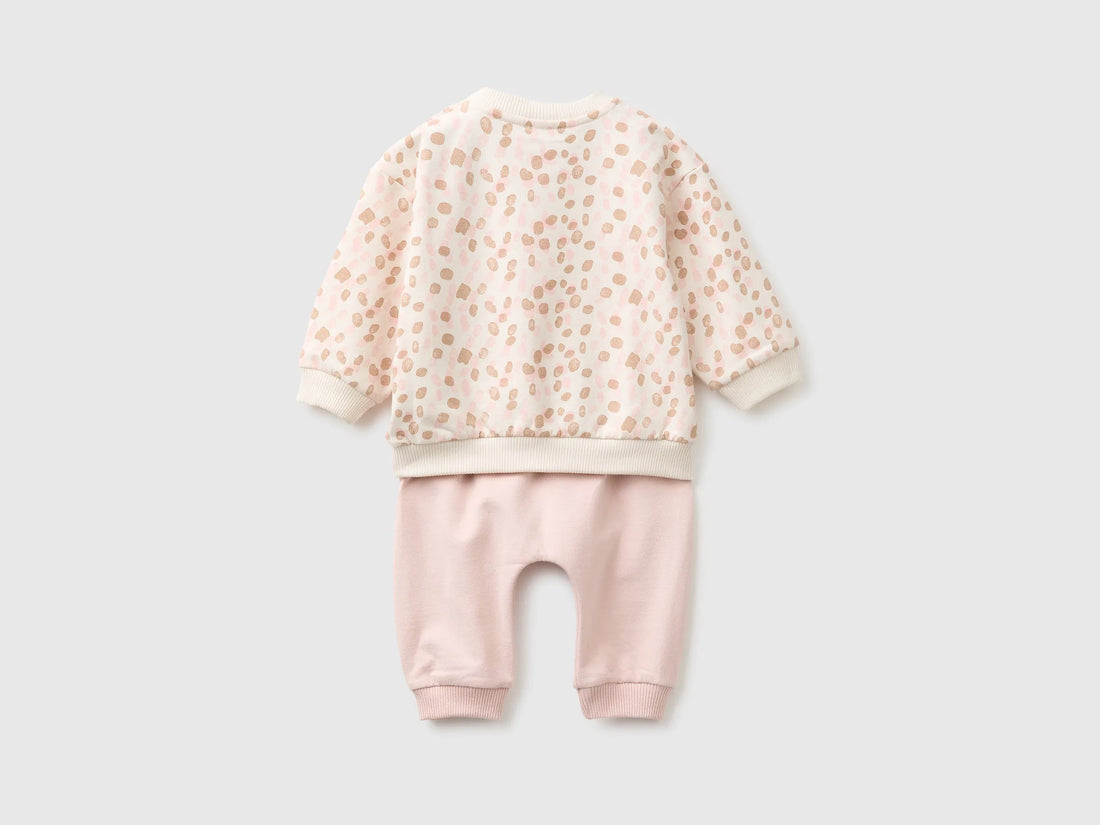Benetton Soft Pink Girl Stretch Sweatshirt Set SKU: 3TEUAK01W_903 Image 02