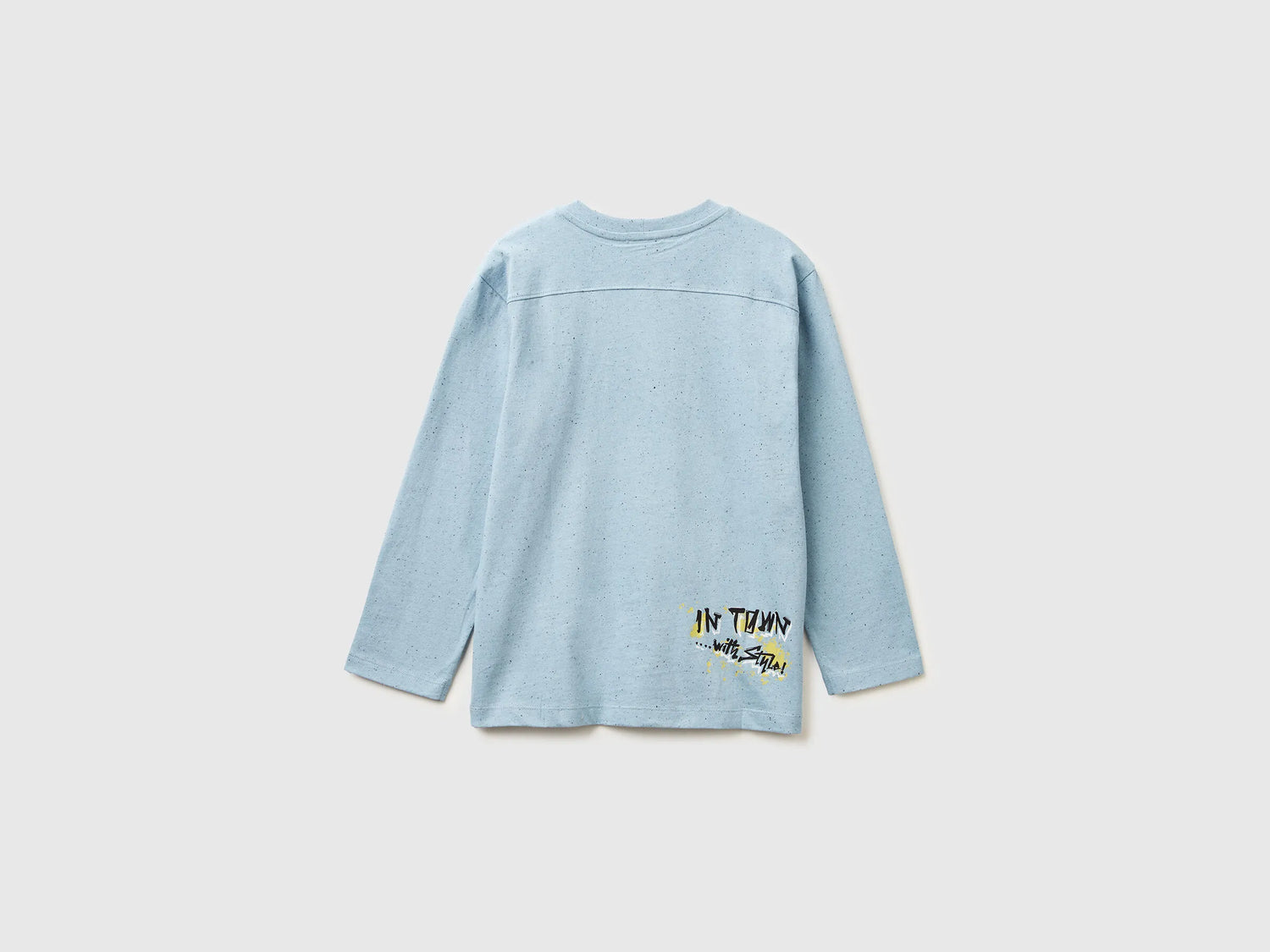 Benetton_Light Blue_T-Shirt with Graffiti Print_3U5YC10R6_902_02