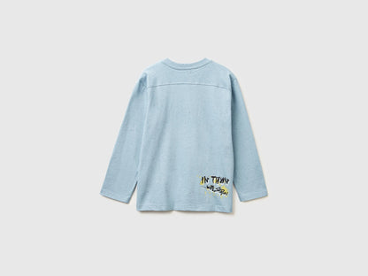 Benetton_Light Blue_T-Shirt with Graffiti Print_3U5YC10R6_902_02