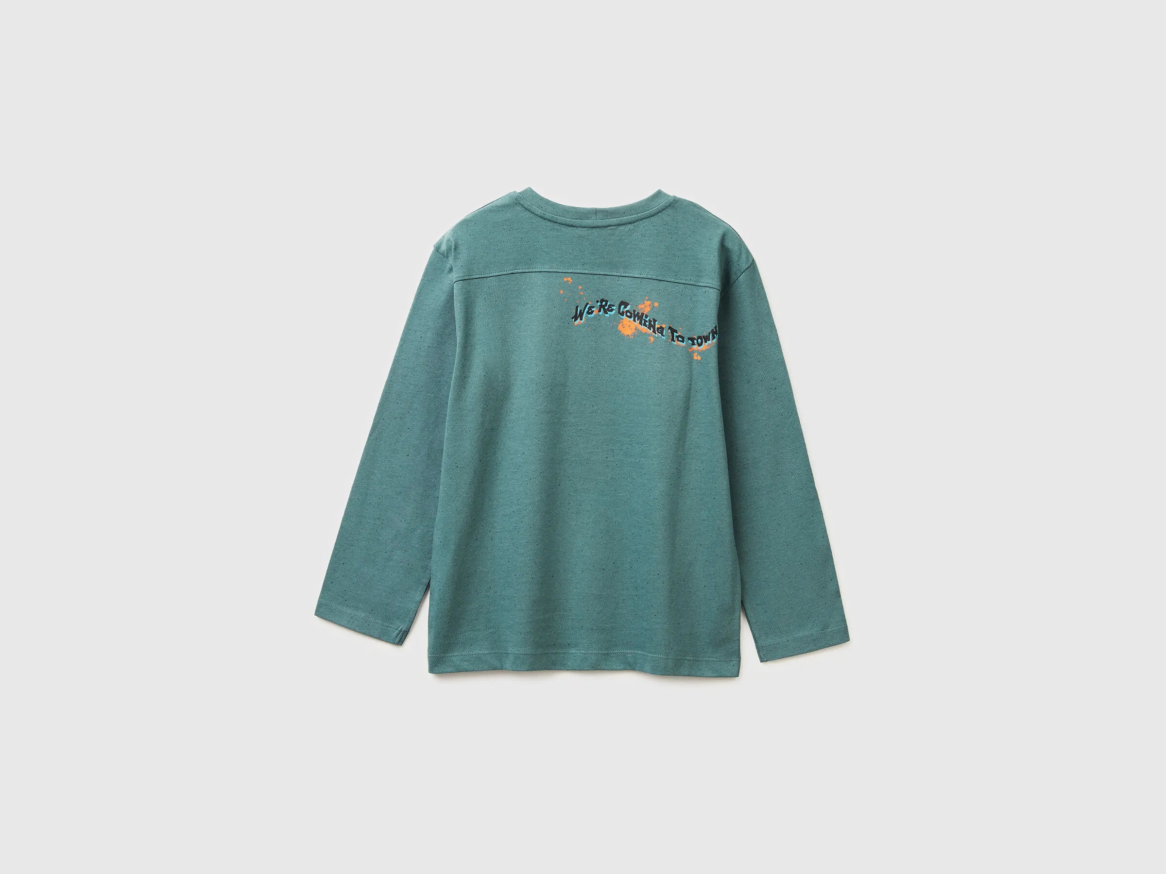 Benetton_Turquoise_T-Shirt with Graffiti Print_3U5YC10R6_903_02