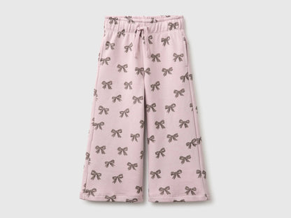 Benetton Pink Girls Wide-Leg Trousers in Printed Sweatshirt SKU: 3UHCGF05R_902 Image 01