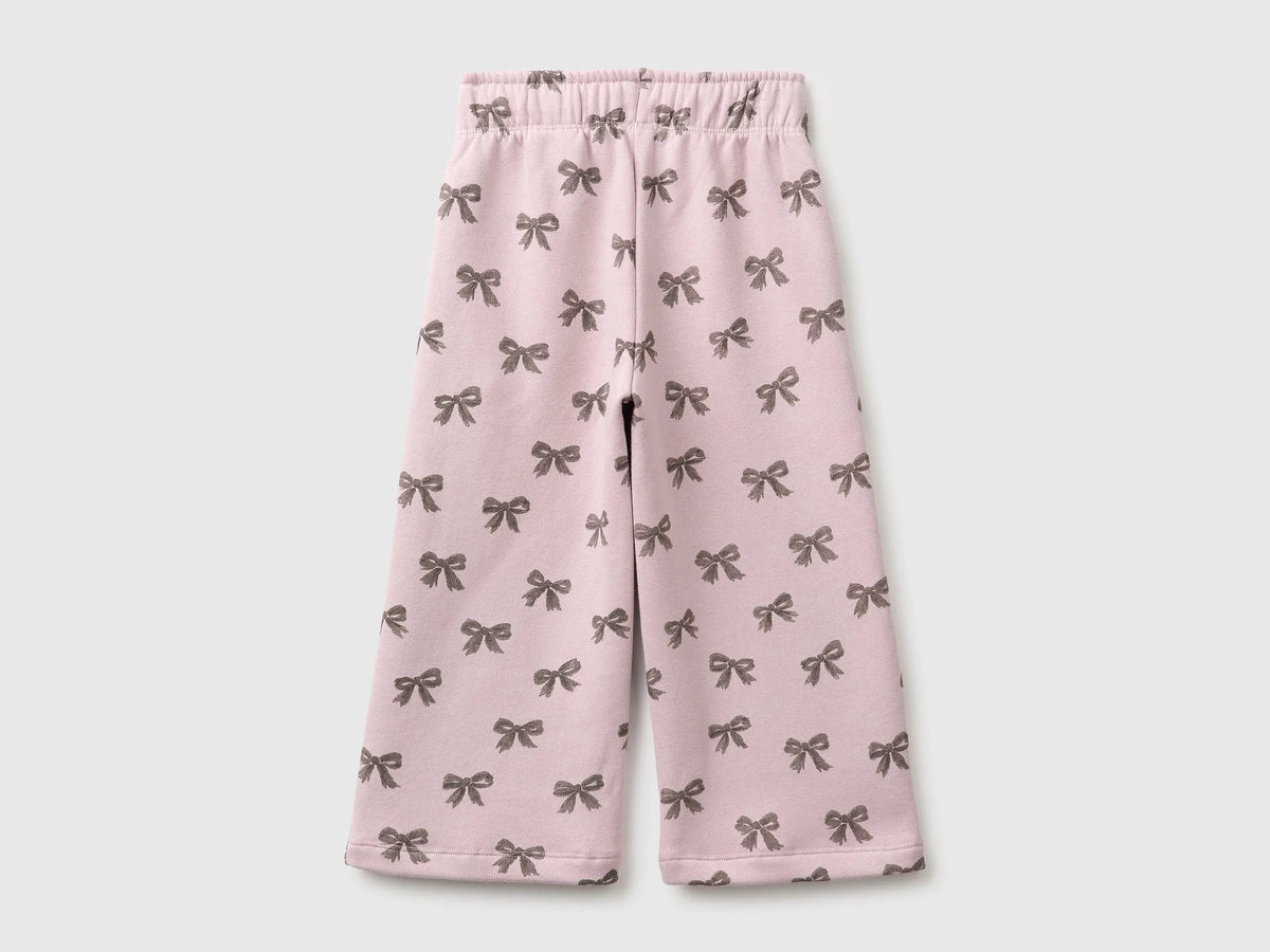 Benetton Pink Girls Wide-Leg Trousers in Printed Sweatshirt SKU: 3UHCGF05R_902 Image 02