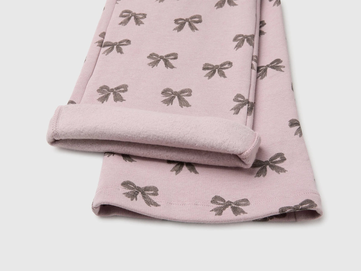 Benetton Pink Girls Wide-Leg Trousers in Printed Sweatshirt SKU: 3UHCGF05R_902 Image 03