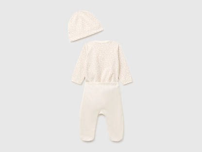 Benetton Creamy White Girl Bodysuit, Pants and Cap Set SKU: 3UMRAK01X_902 Image 02