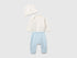 Benetton Sky Blue Unisex Bodysuit, Pants and Cap Set SKU: 3UMRAK01X_903 Image 01